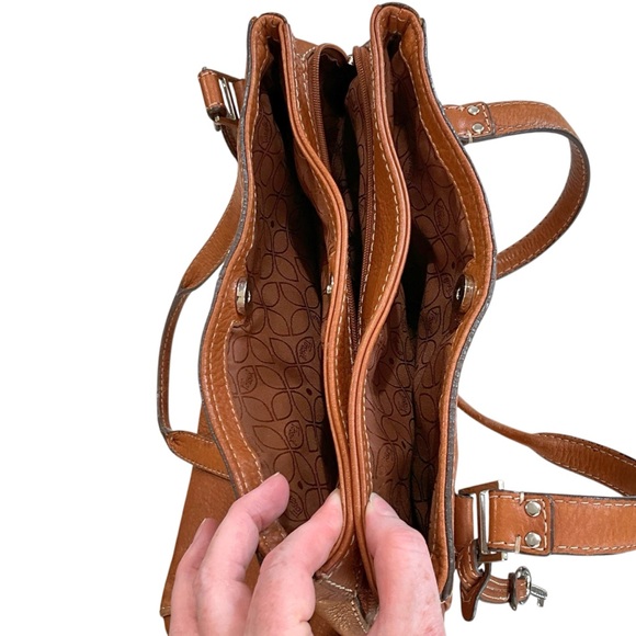 Vintage Fossil Brown Leather Shoulder Bag Tote Purse Classic Everyday Handbag - Picture 9 of 16